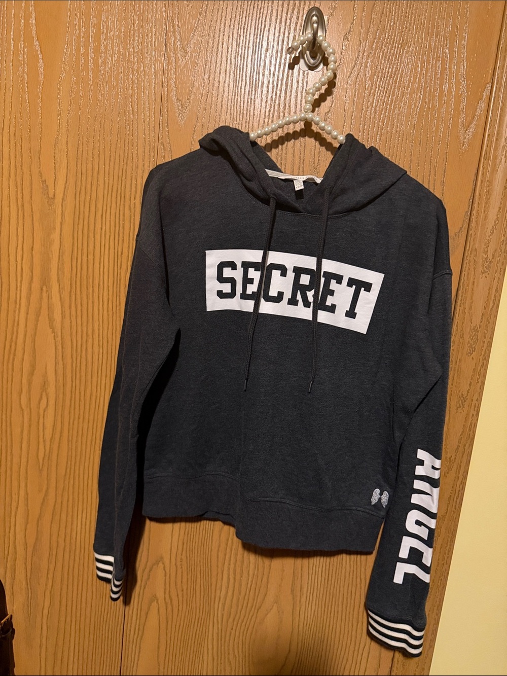 Victoria's Secret Black Hooded Sweatshirt with 'SECRET' Front Print